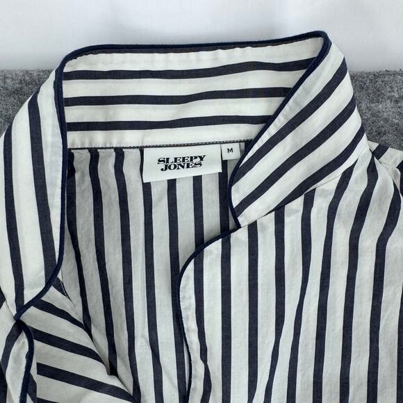 Sleepy Jones Pajama Set Medium Stripe Marina Pajama Set Navy Breton Stripe - Picture 5 of 9